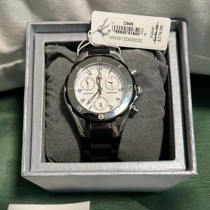 Michele Black/Silver-tone Jelly Tahitian Bean Watch